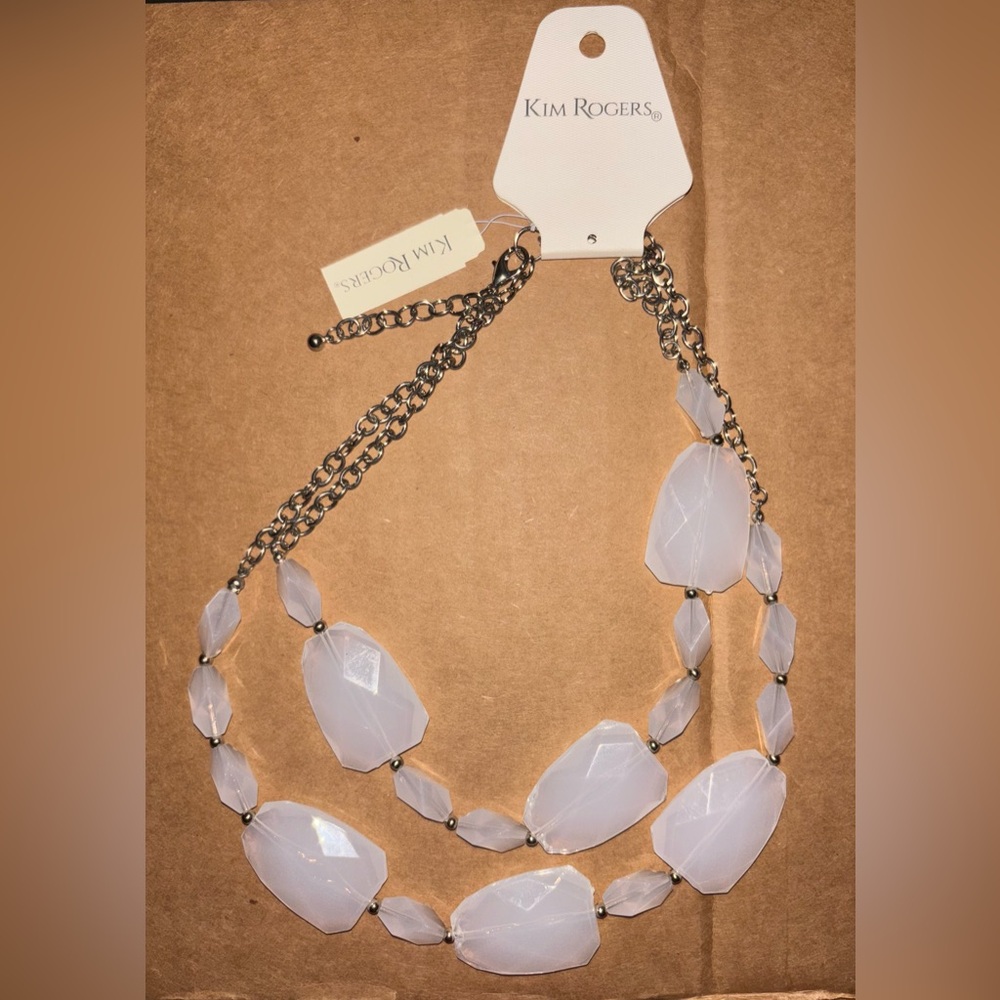 Kim Rogers Silver Chain with White Stones Necklace